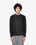 Black Cable Knit Crewneck Sweater