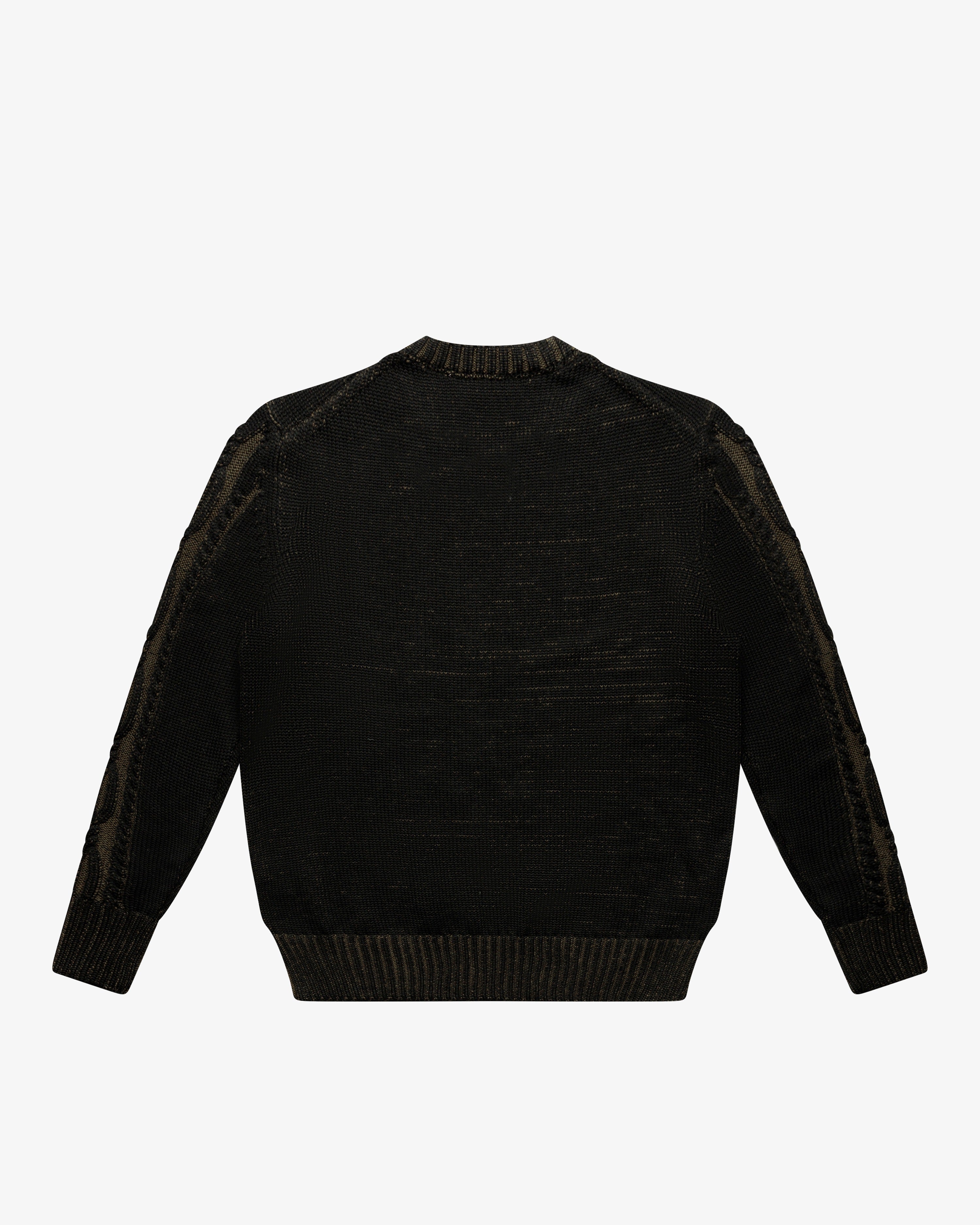 Black Cable Knit Crewneck Sweater
