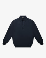 Blue Wool Long-Sleeve Polo