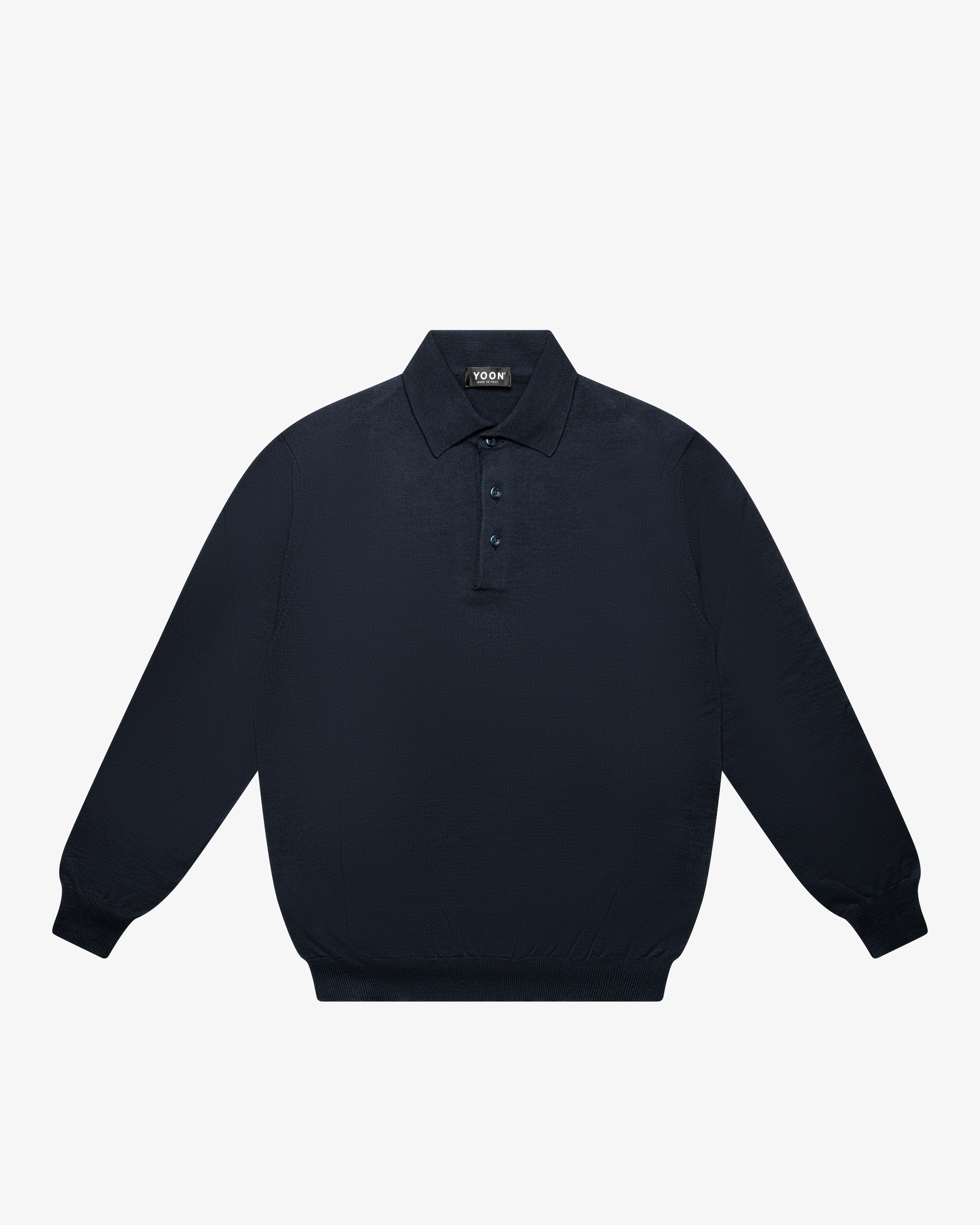 Blue Wool Long-Sleeve Polo