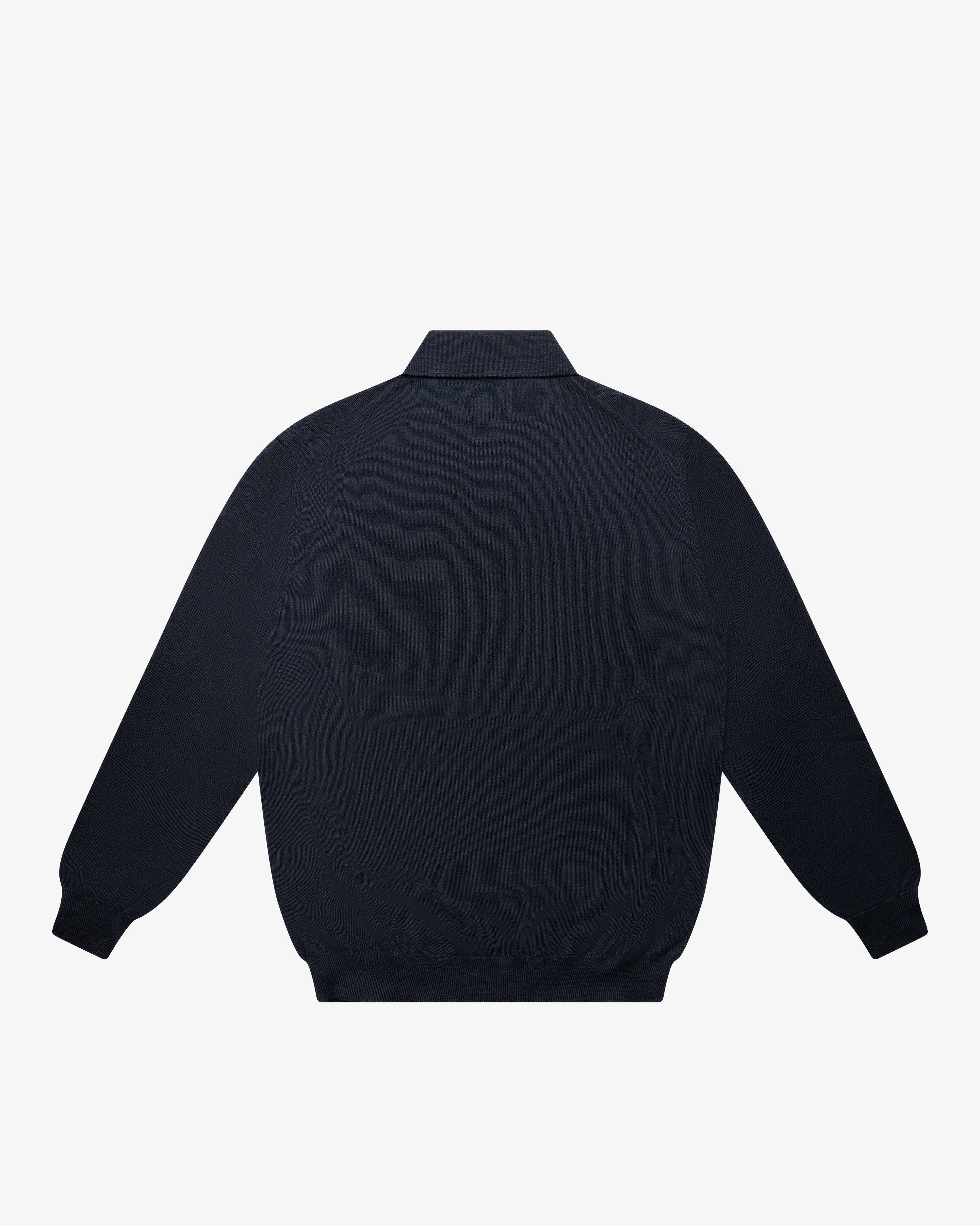 Blue Wool Long-Sleeve Polo