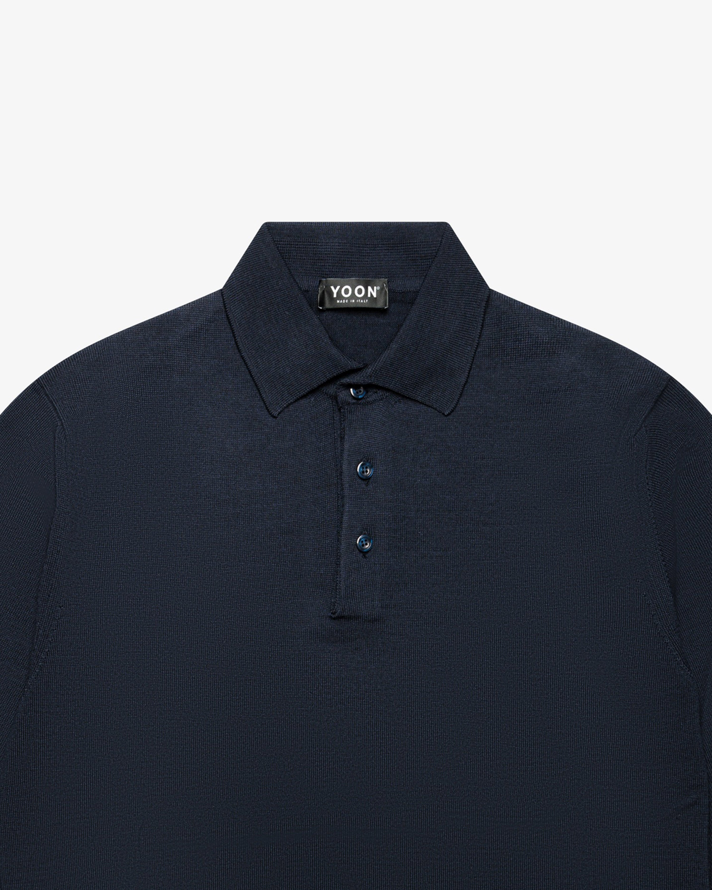Blue Wool Long-Sleeve Polo