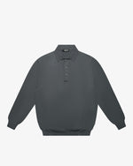 Anthracite Gray Wool Long-Sleeve Polo