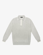 Pearl Gray Wool Long-Sleeve Polo