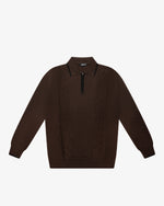 Brown Wool Long-Sleeve Polo