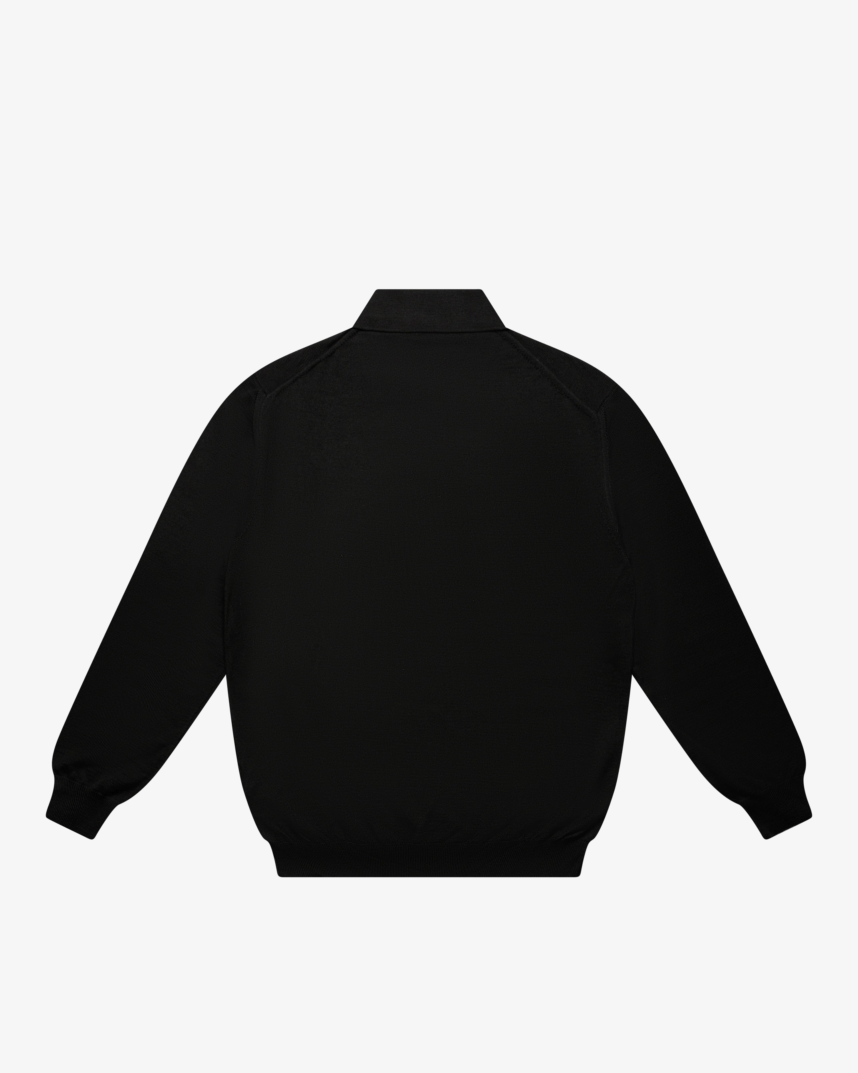Black Wool Long-Sleeve Polo