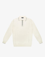 Ivory Wool Long-Sleeve Polo