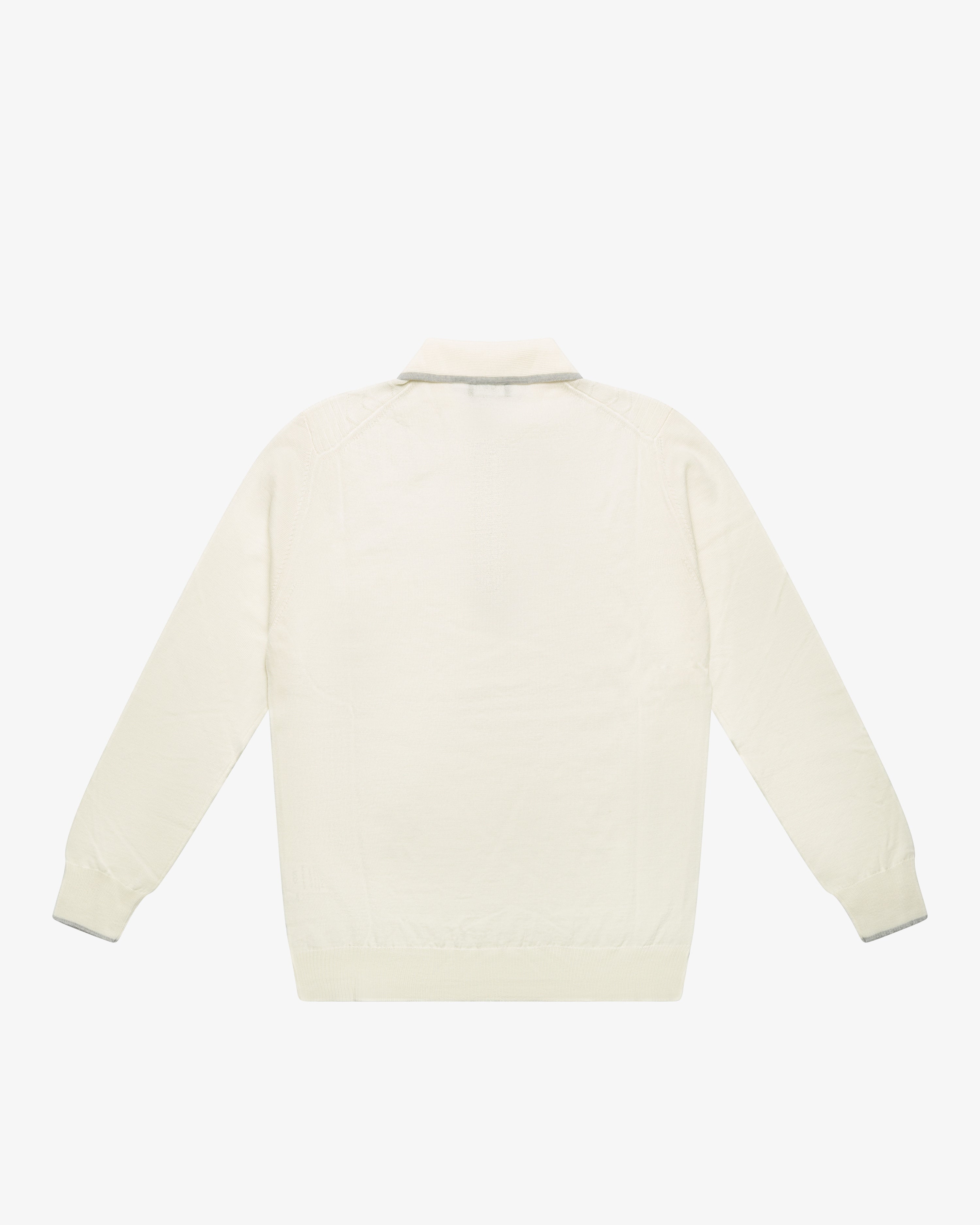 Ivory Wool Long-Sleeve Polo