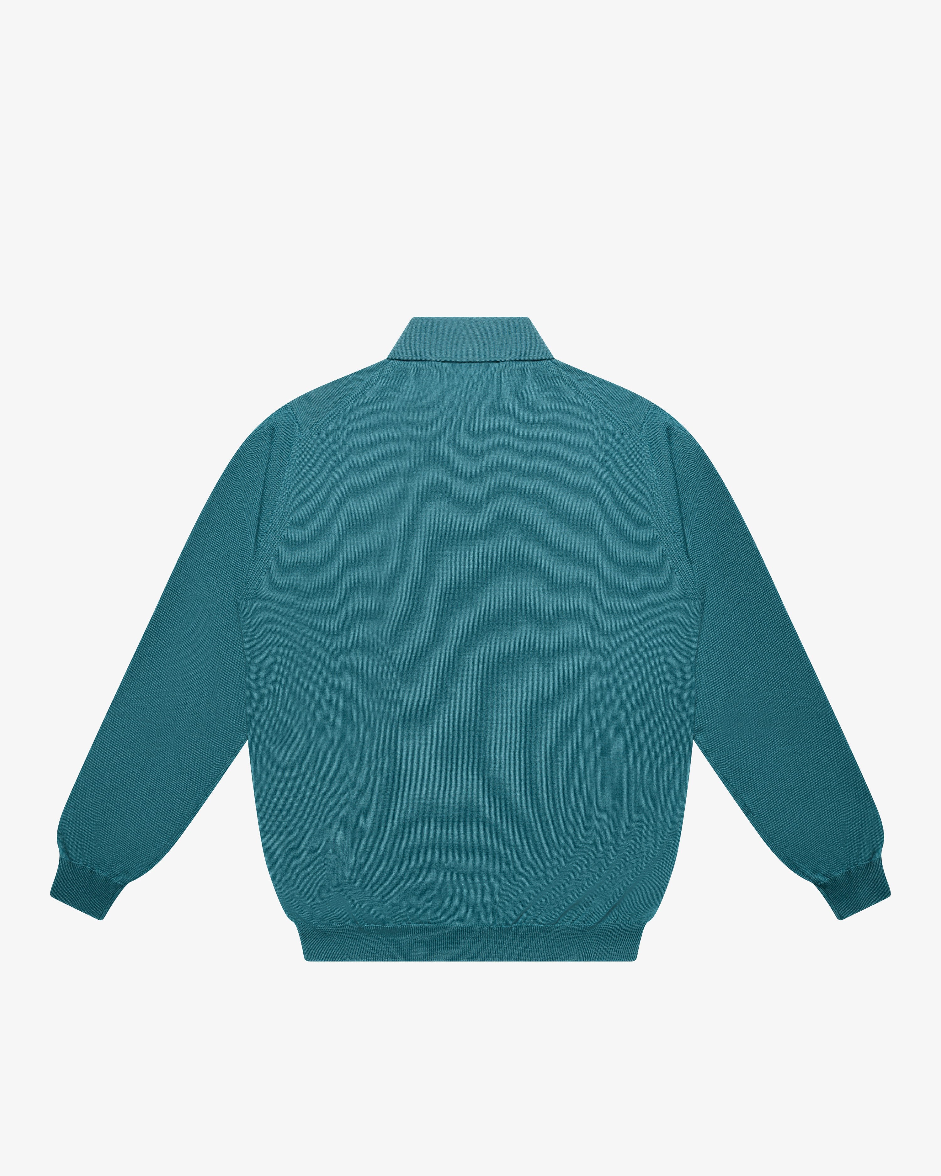 Petrol Wool Long-Sleeve Polo