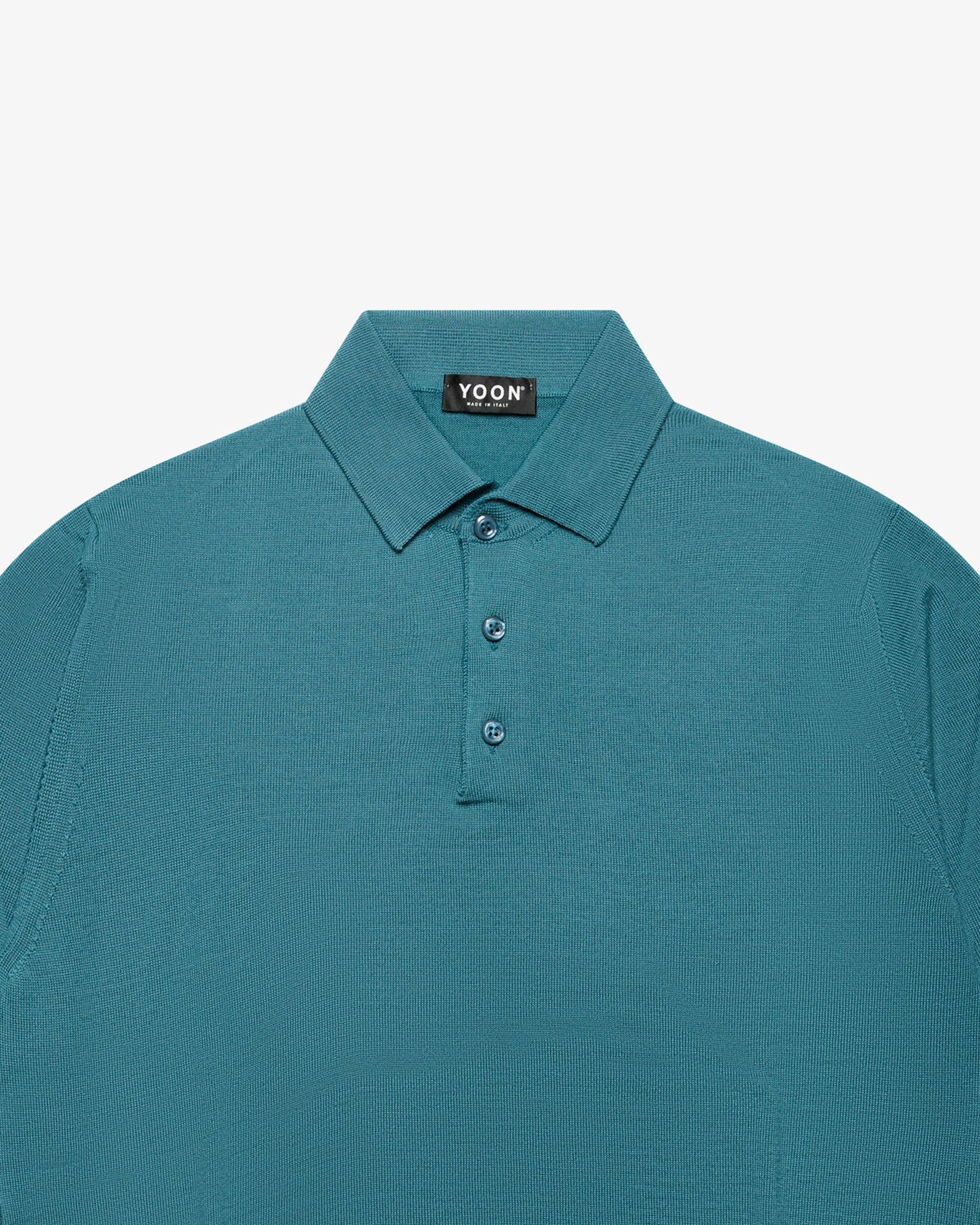 Petrol Wool Long-Sleeve Polo