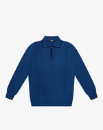 Royal Blue Wool Long-Sleeve Polo