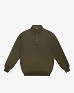 Military Green Wool Long-Sleeve Polo