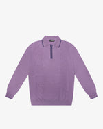 Purple Wool Long-Sleeve Polo