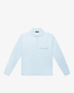 Light Blue Zip Wool Long-Sleeve Polo