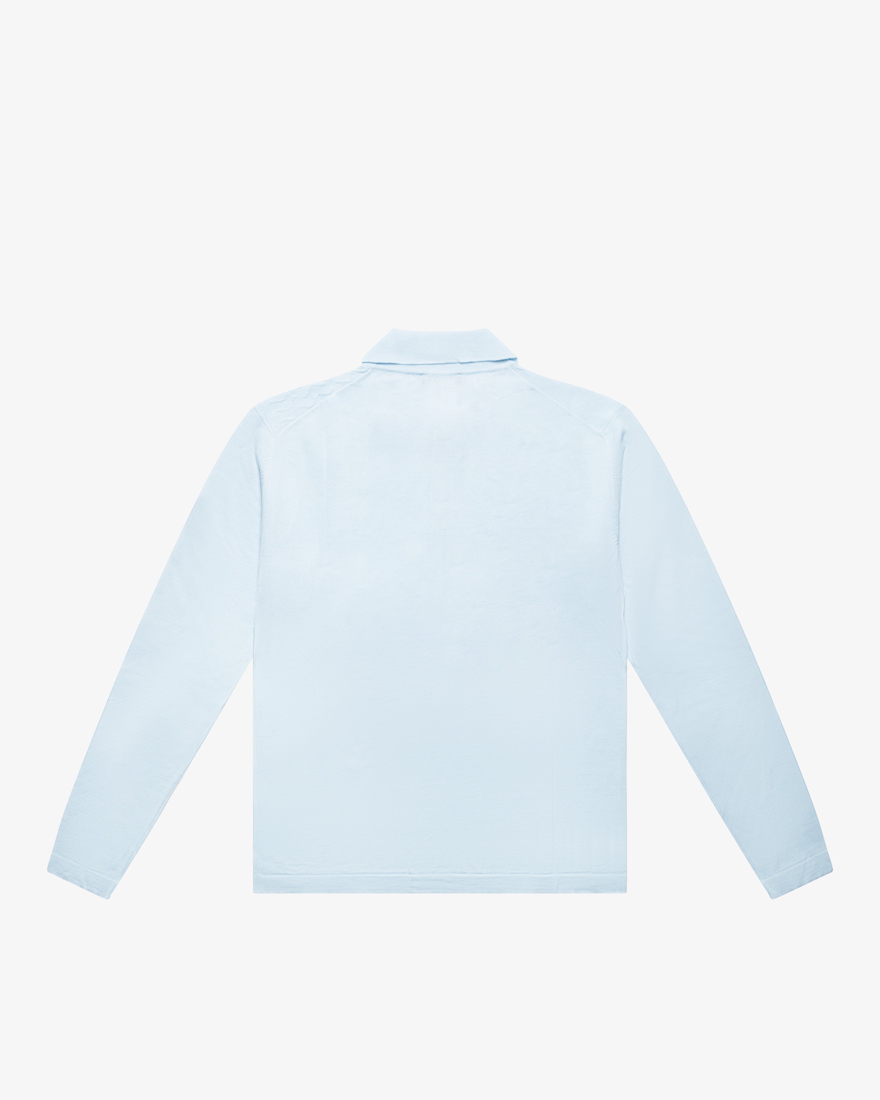 Light Blue Zip Wool Long-Sleeve Polo