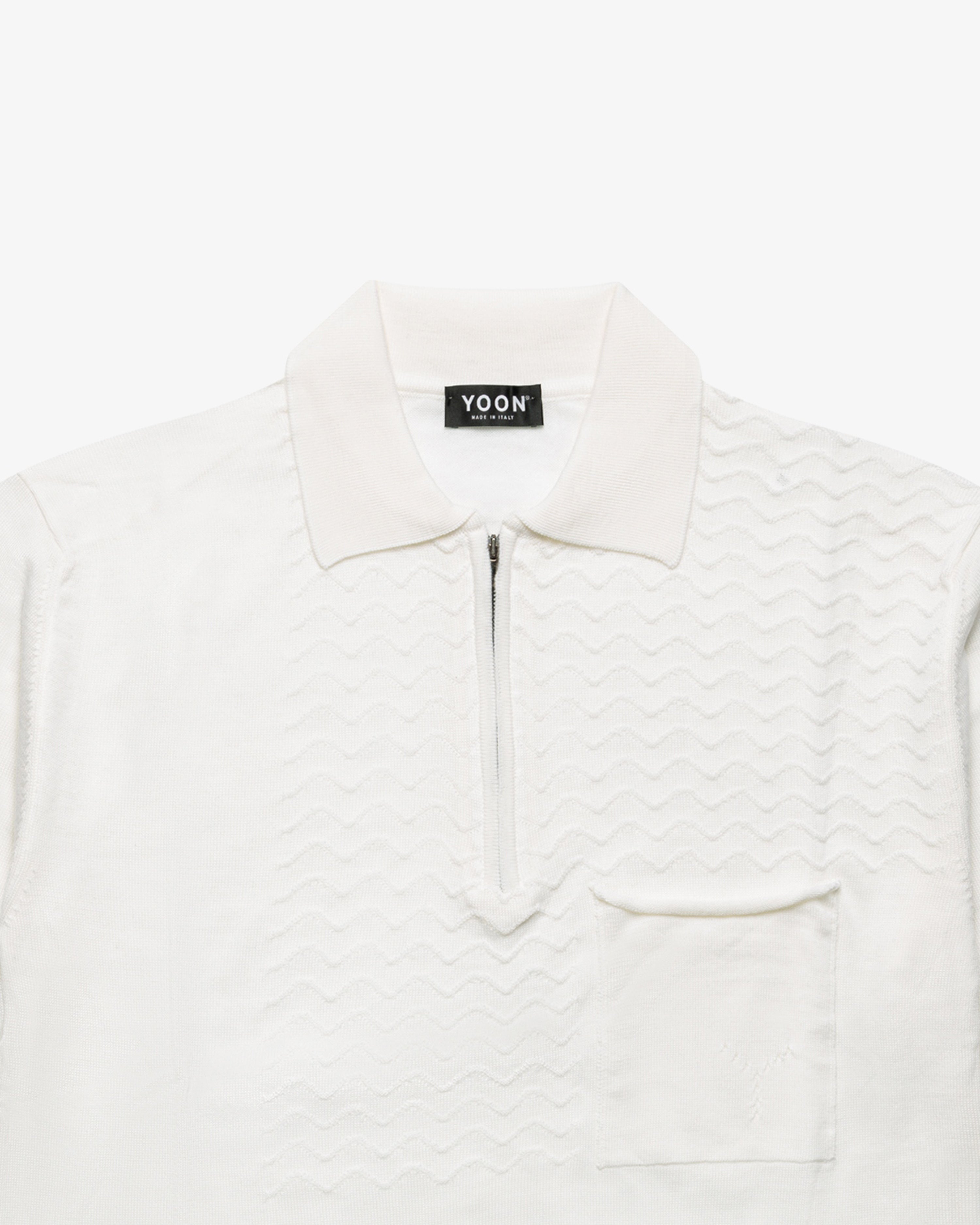 Ivory Zip Wool Long-Sleeve Polo