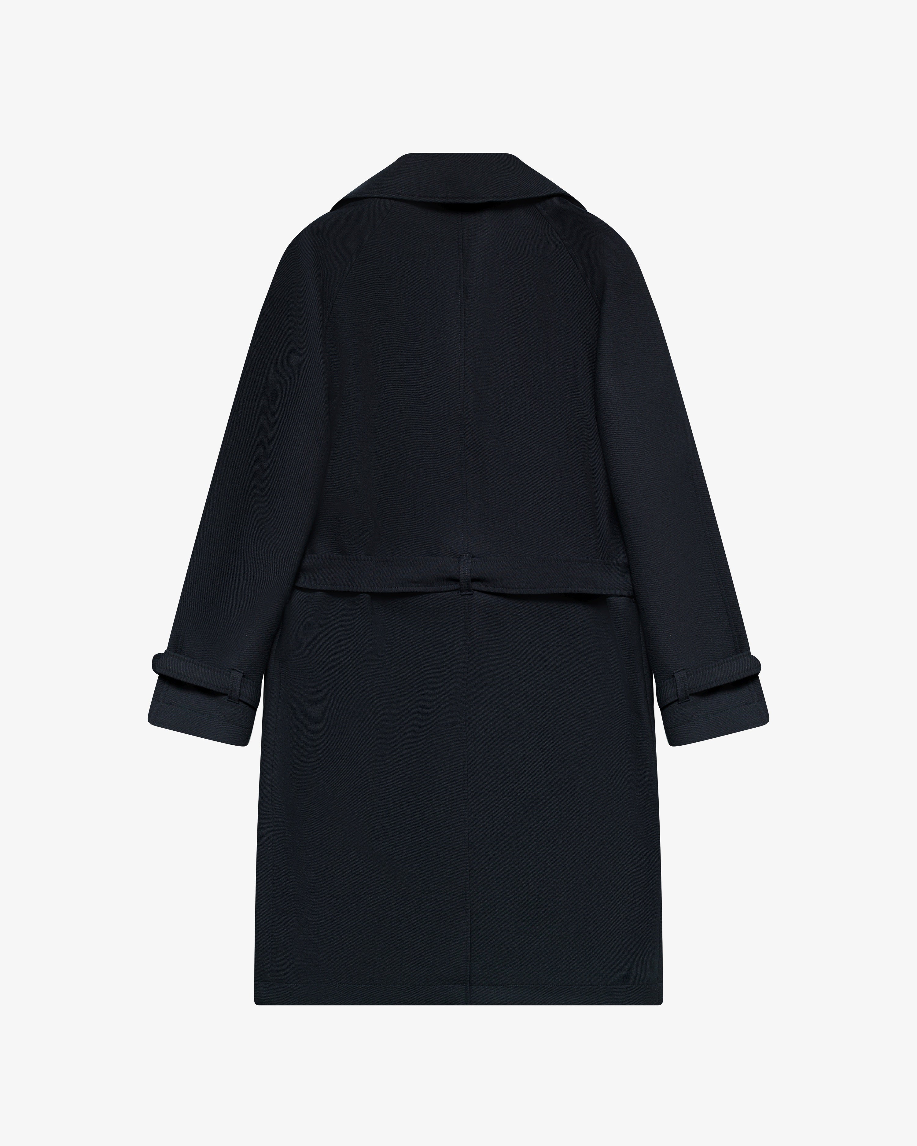 Blue trench with belt